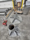 Images of steel roof supports for the Calgary Zoo Leopard enclosure getting powder coated.
